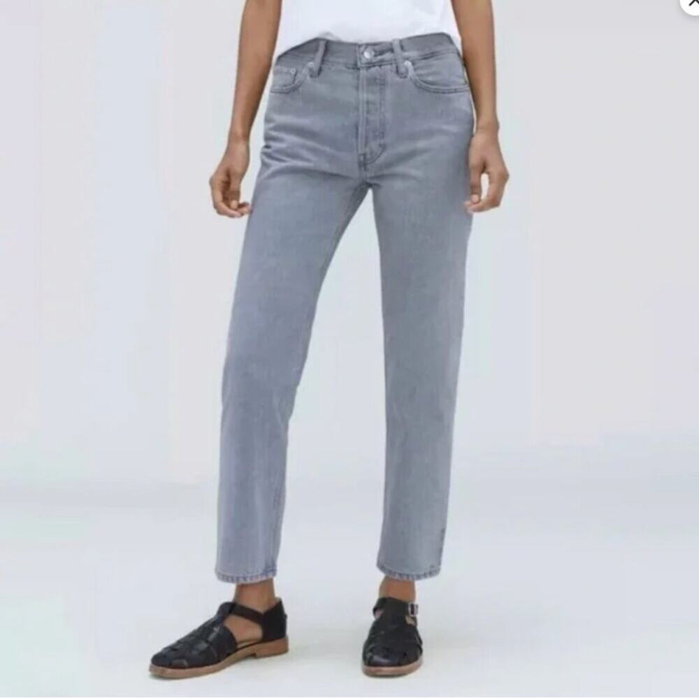 Everlane Jeans Womens 30 Long Gray Relaxed Straight Button Fly Organic Cotton